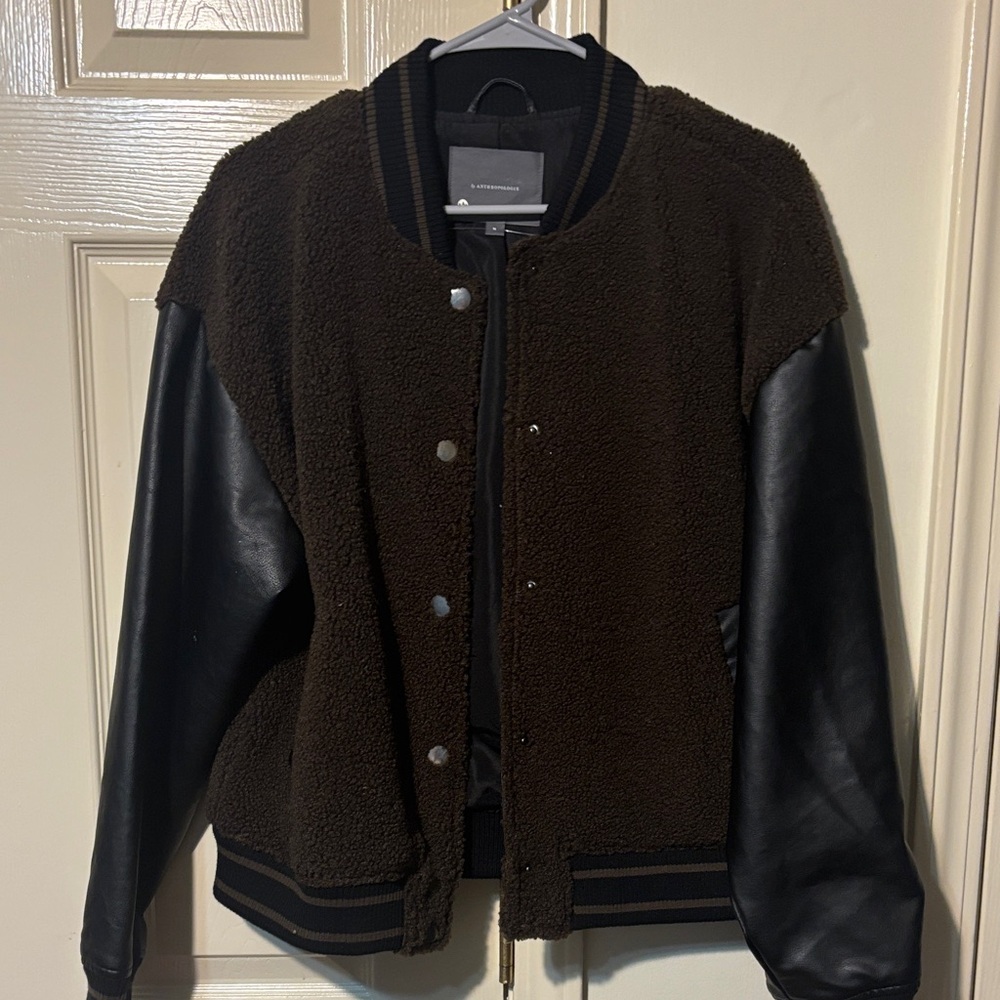 Anthropologie Brown and Black Bomber Jacket